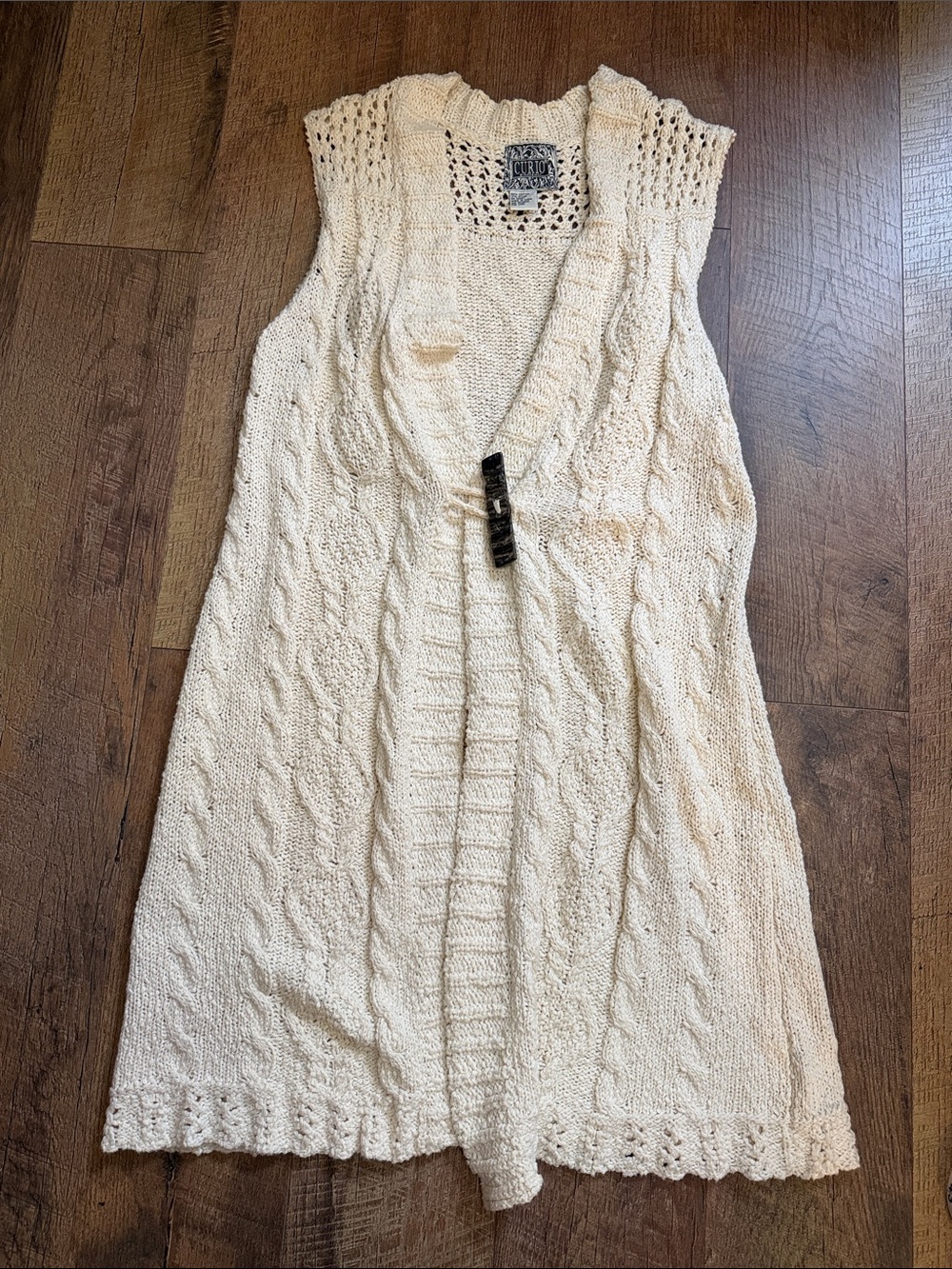 Cable Knit Sleeveless Vest - Cream